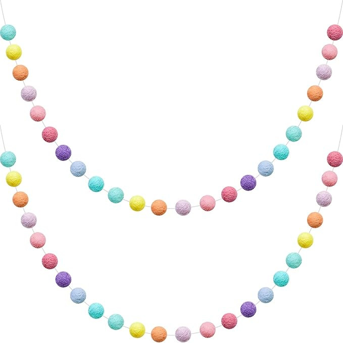 WILLBOND Wool Felt Ball Garland Colorful Pom Pom Garland 6.5 Feet Long 24 Ball Garland for Mardi ... | Amazon (US)