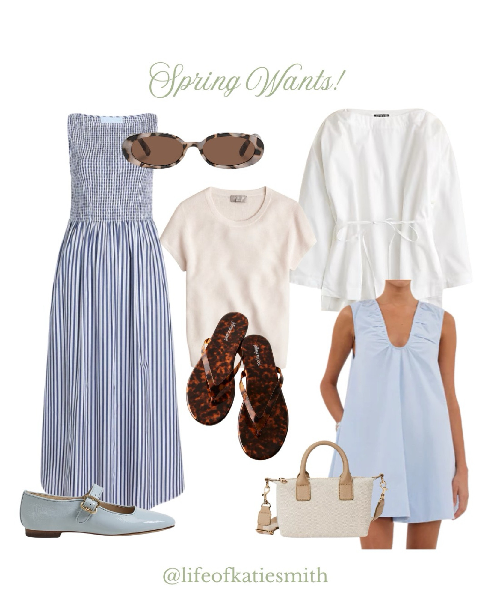 My spring wishlist!!! Loving the blue color scheme for fall with the brown accessories! 

Springtime inspo, spring fashion, ootd, spring outfit, blue outfit, tortoise, light blue dress, blue ballet flats, under $50 bag 

#LTKStyleTip #LTKSeasonal #LTKFindsUnder50