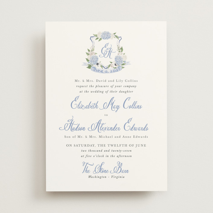 "Sweethearts" - Customizable Wedding Invitations in Blue by Design Lotus. | Minted