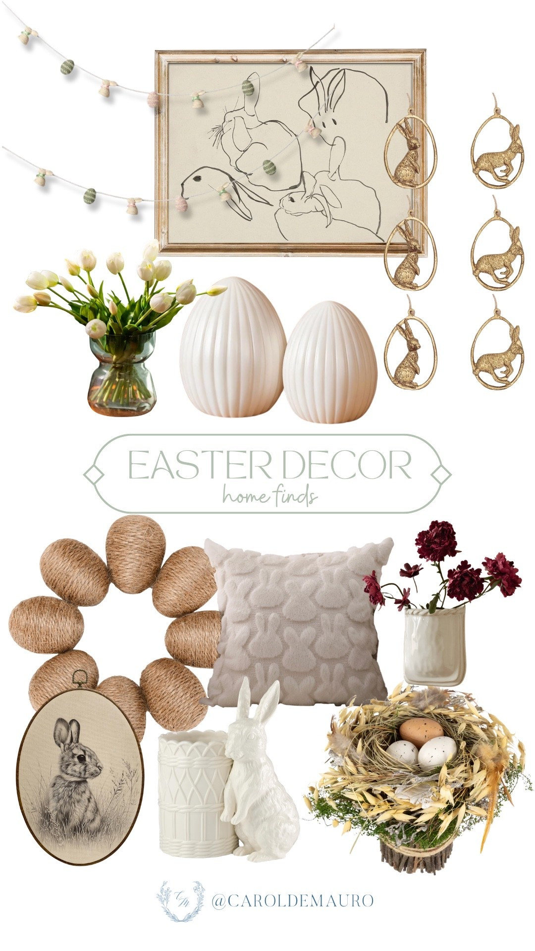 Step into the Easter spirit by surrounding yourself with these calm, neutral decor that perfectly balances muted textures and vintage charm. You’ll love how effortless those gold rabbit sketches and the chunky twine wreath look as the centerpiece of your spring refresh!

easter decor, table toppers, bunny ceramic decor, wall art, living room inspo, home refresh, entryway finds, modern farmhouse

#LTKU #LTKHome #LTKSeasonal