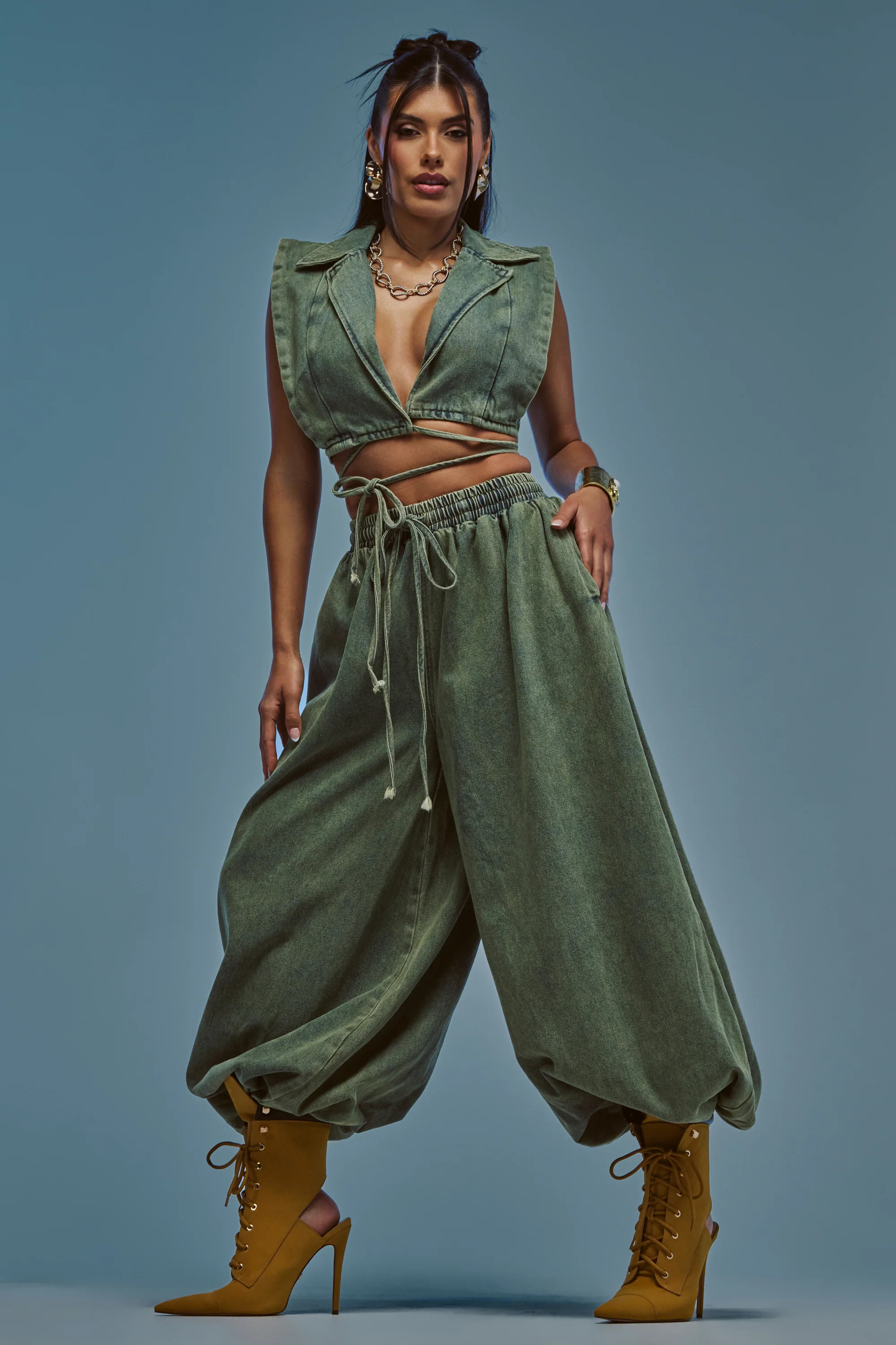 High Rise Denim Balloon Pants, Baggy Fit | AKIRA | AKIRA