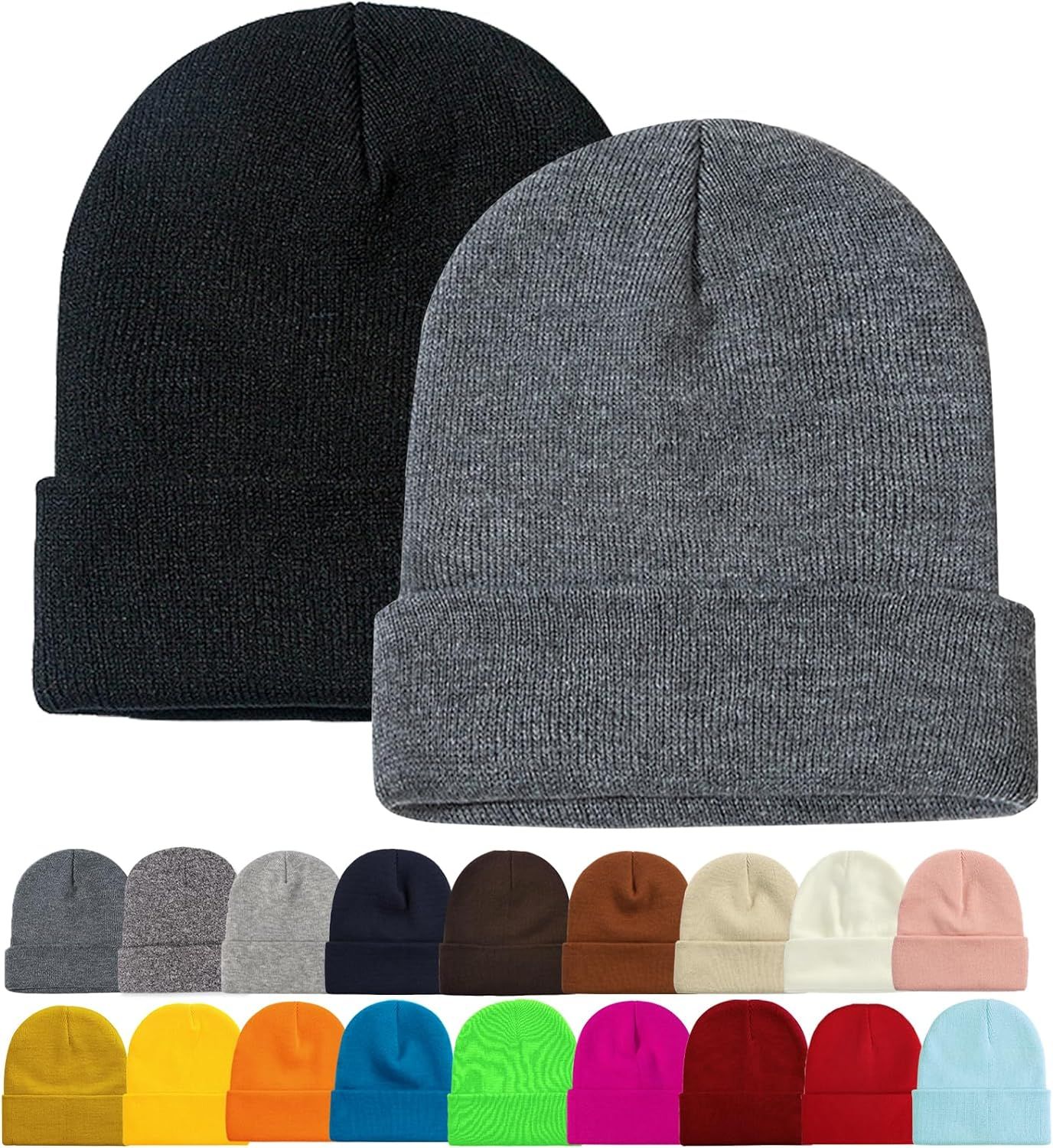 ZOORON 1&2 Pack Beanie for Men Women Slouchy Beanie Hats Winter Knit Caps Soft Ski Hat Unisex | Amazon (US)
