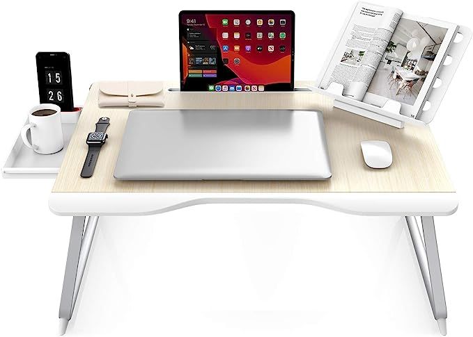 SAIJI Laptop Bed Tray Table, Extra-Large Sturdy Portable Foldable Desk with Storage Drawer, Handr... | Amazon (US)