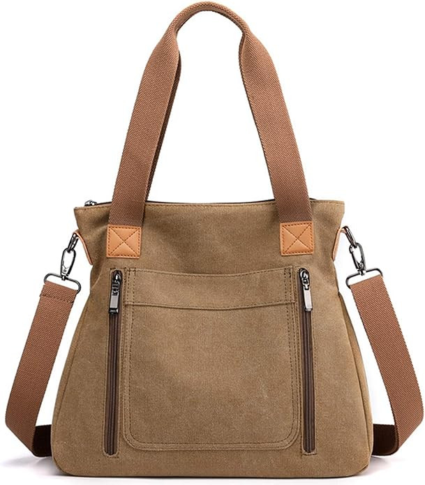 Sunshinejing Women's Canvas Tote Bag Work Shoulder Crossbody Bags Vintage Multi-pocket Handbags | Amazon (US)