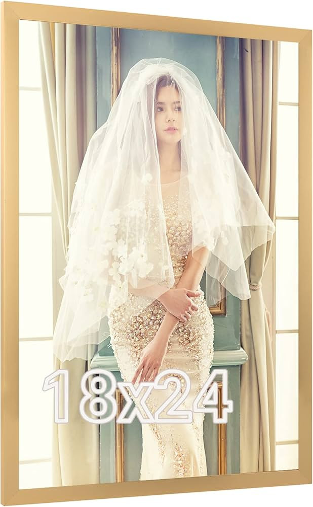 18x24 Gold Frame, Ornate 24x18 Poster Frame, Natural 18 by 24 Canvas Picture Frame, Large Gallery... | Amazon (US)