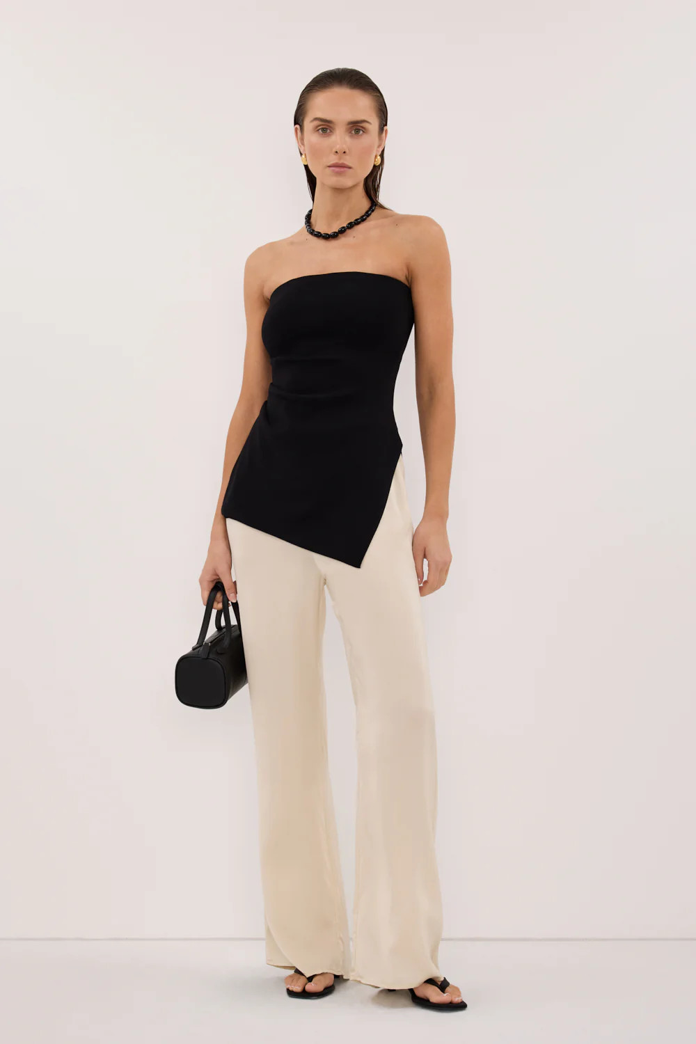 LUKE BLACK LONGLINE BANDEAU TOP | DISSH