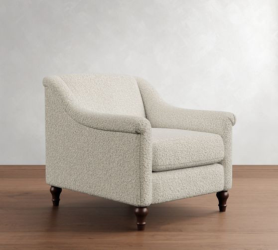 Josie Upholstered Armchair, Polyester Wrapped Cushions, Luxe Boucle Taupe | Pottery Barn (US)