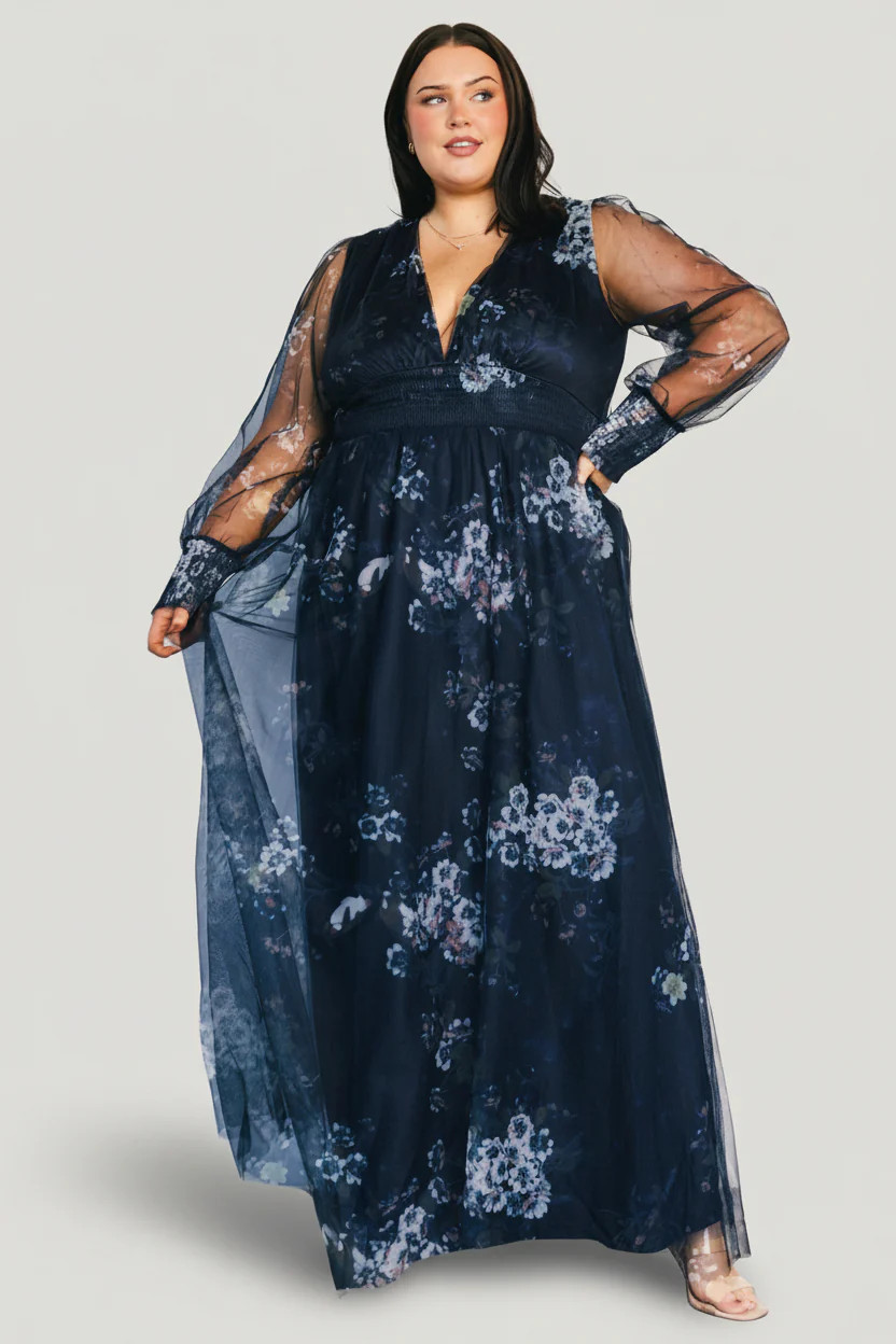 Layla Tulle Maxi Dress — Navy Multi Floral | Baltic Born | Baltic Born