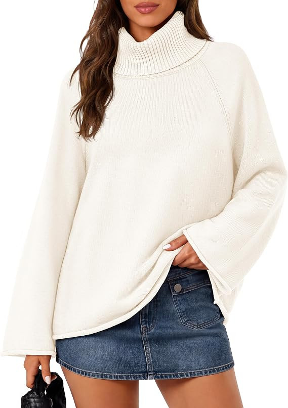 MEROKEETY Women's Turtleneck Long Sleeve Fall Winter Chunky Knit Sweater | Amazon (US)