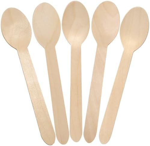LotFancy Disposable Wooden Spoons, 100Pcs 6.25 inch Wood Cutlery Spoon, Biodegradable Compostable... | Amazon (US)
