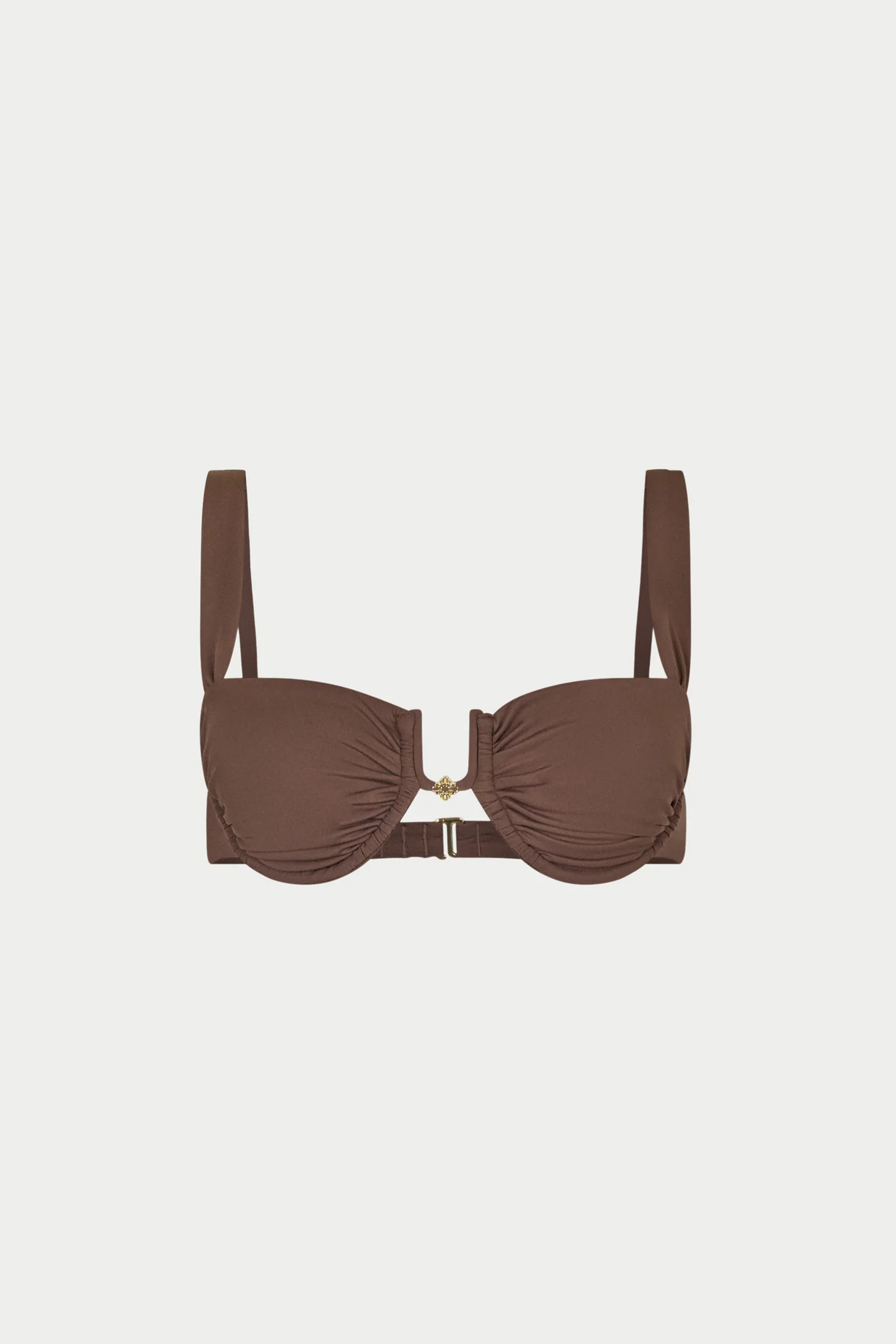 RUCHED CUP BIKINI TOP - CHOCOLATE | The Couture Club