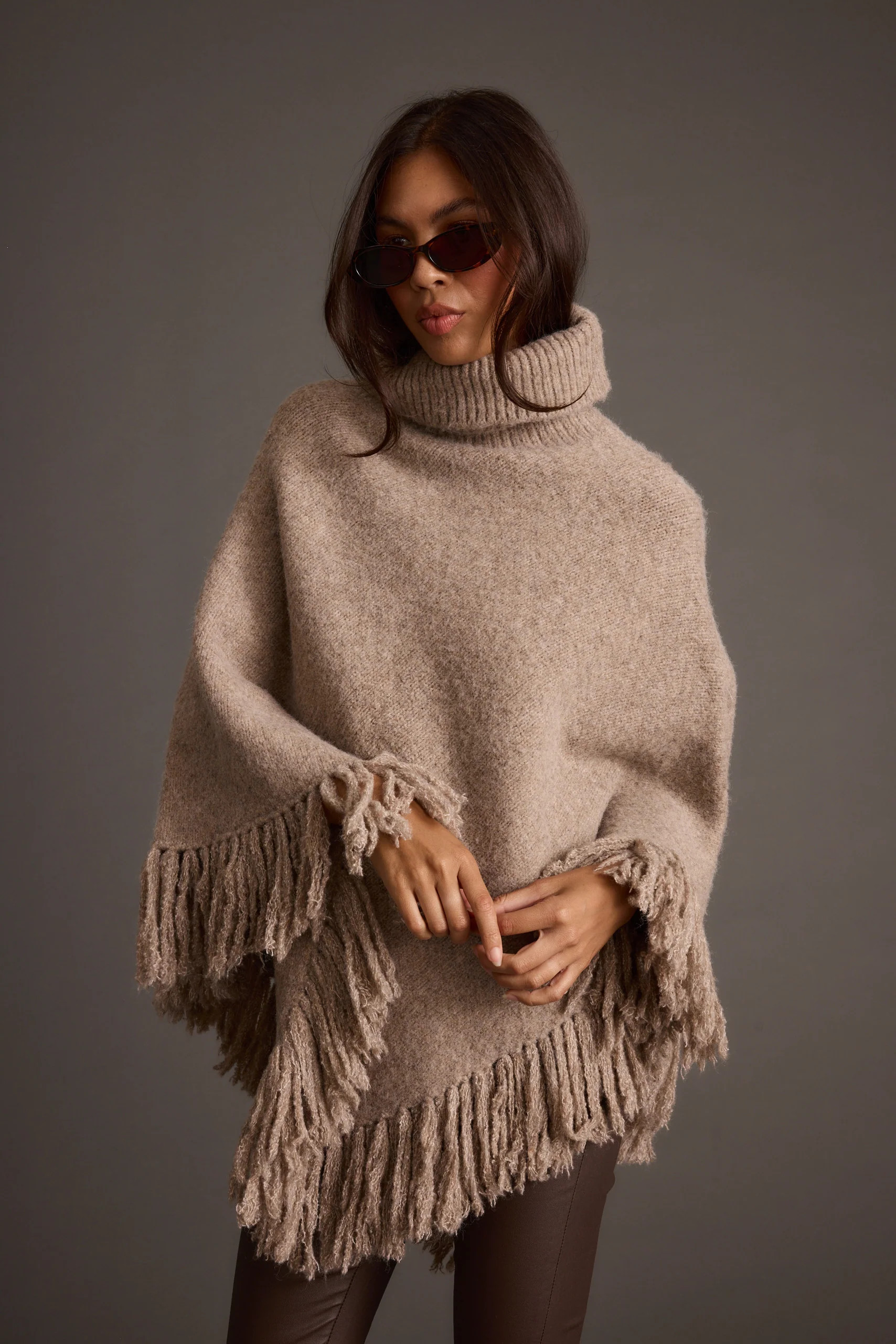 Women's Tabitha Dark Taupe Poncho | 12th Tribe | 12th Tribe