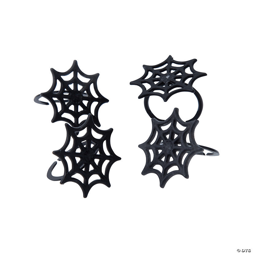 1" x 1" Bulk 144 Pc. Black Spider Web Plastic Rings | Oriental Trading Company