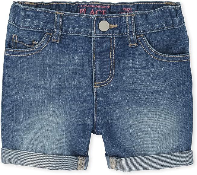 The Children's Place Baby and Toddler Girls Roll Cuff Denim Midi Shorts | Amazon (US)