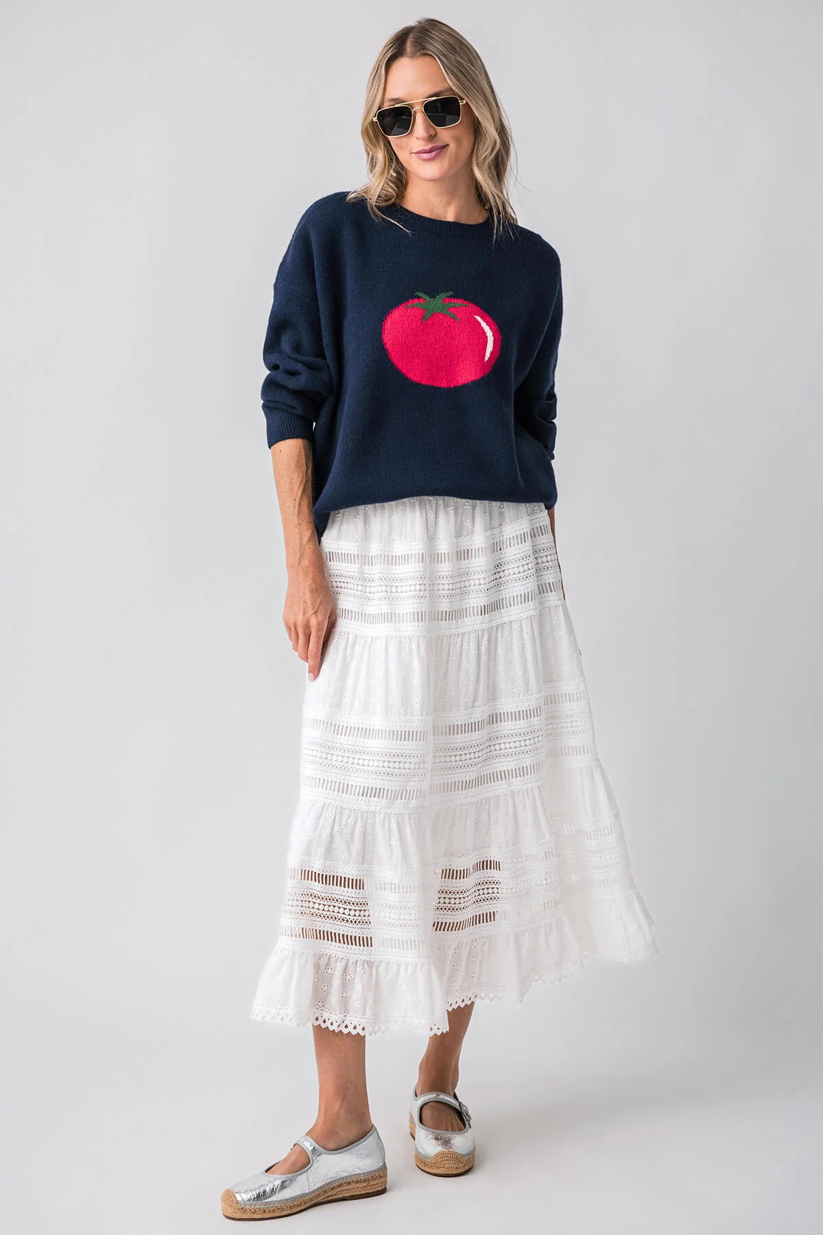 By Together Eyelet Tiered Maxi Skirt | Social Threads