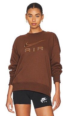 Nike NSW Air Fleece Crew in Cacao Wow & Ale Brown from Revolve.com | Revolve Clothing (Global)