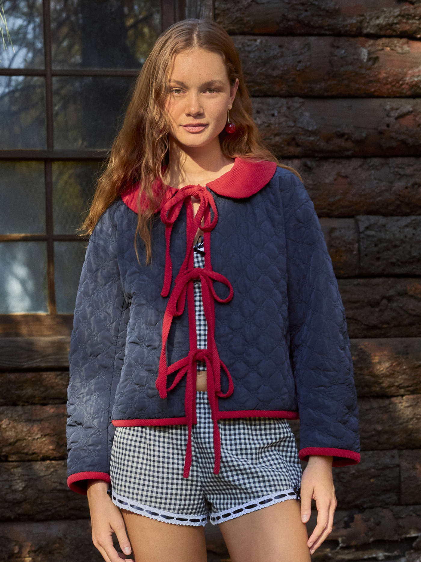 Tie Front Quilted Puffer Jacket | Cider