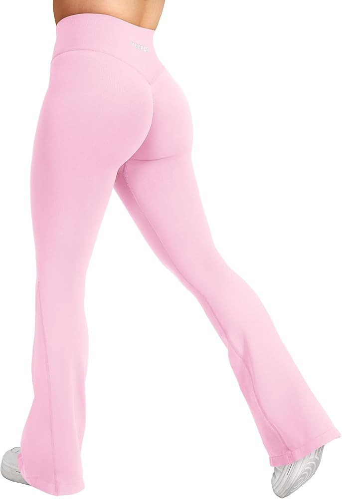 YEOREO Workout Mini Flare Leggings for Women Hidden Scrunch High Waisted Seamless Gym Leggings Br... | Amazon (US)