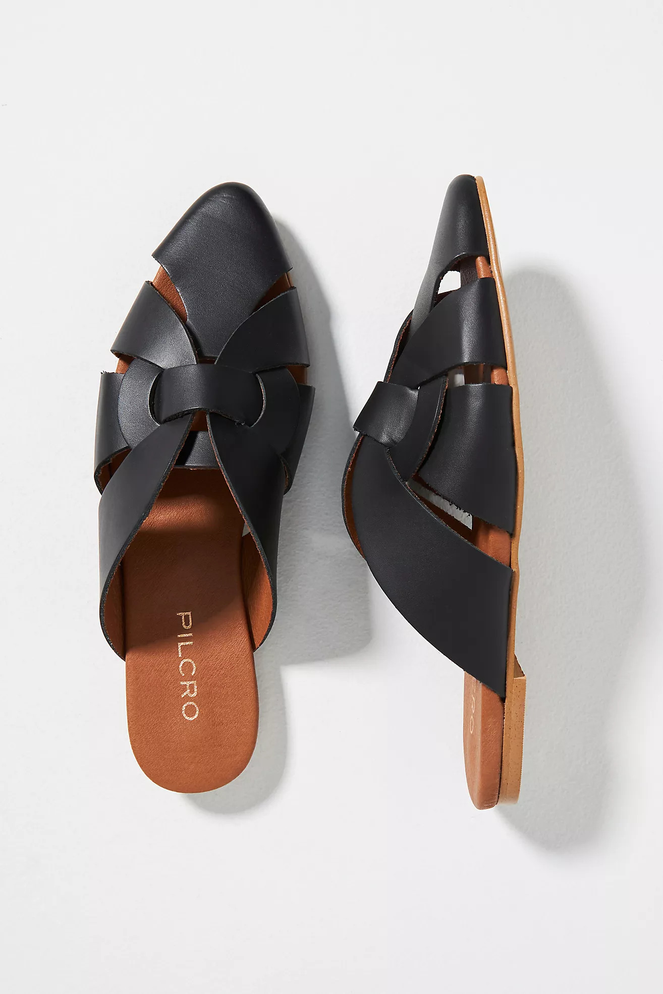 Pilcro Twisted Leather Slides | Anthropologie (US)