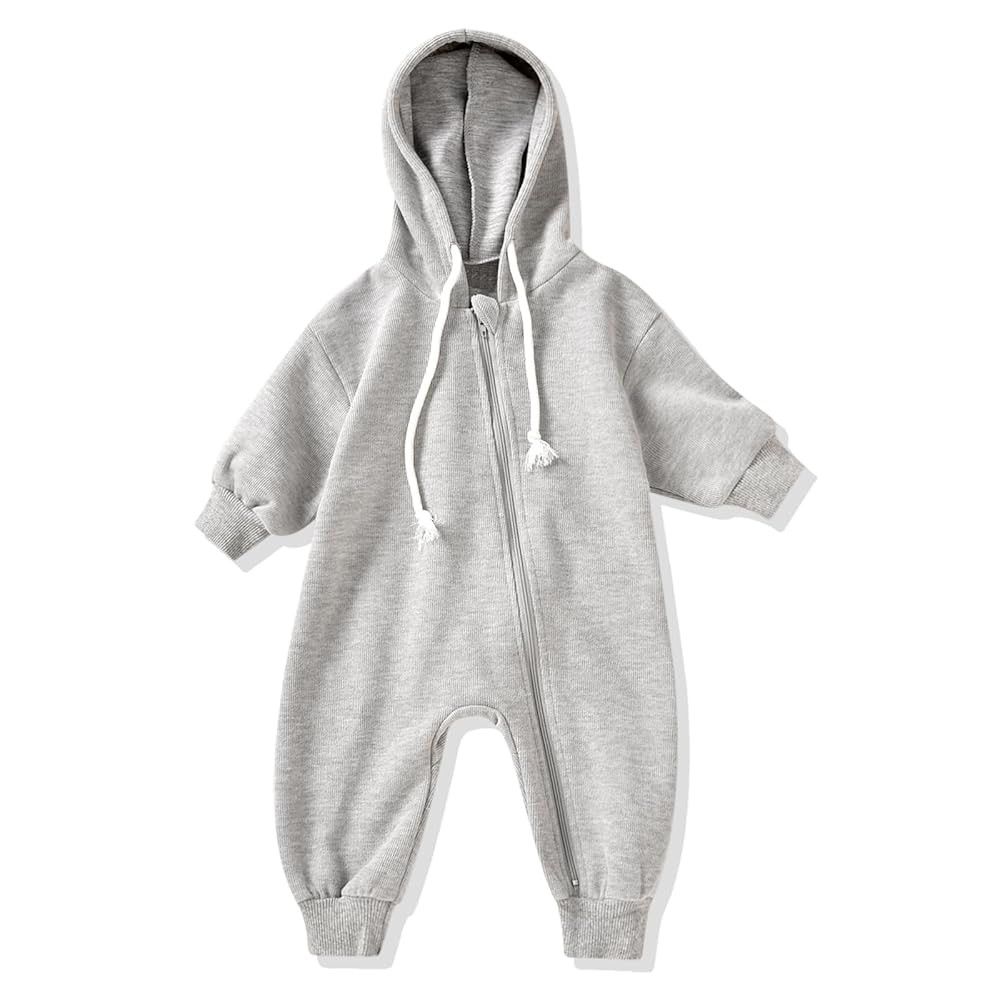 Unutiylo Unisex Baby Boys Girls Long Sleeve Infant Baby Zipper Hooded Jumpsuits Romper Loose Outf... | Amazon (US)