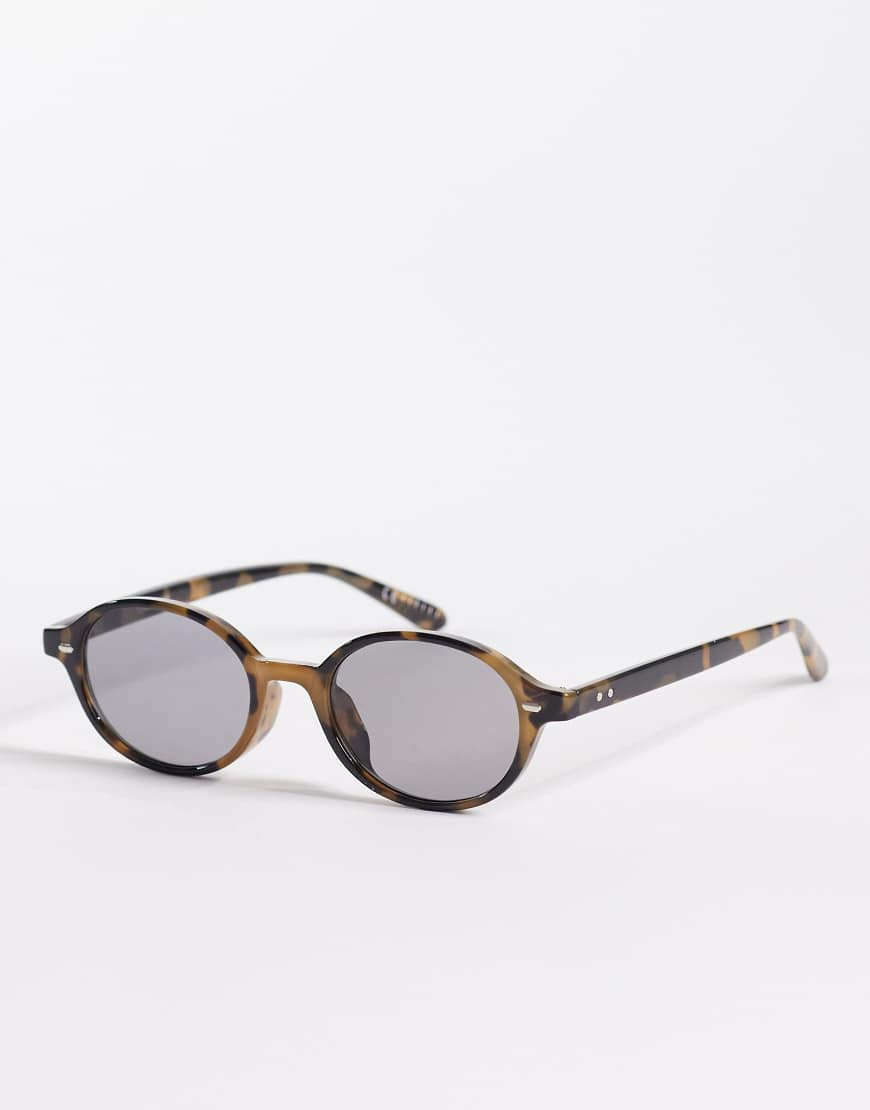 ASOS DESIGN oval sunglasses in green tortoise shell with smoke lens | ASOS (Global)