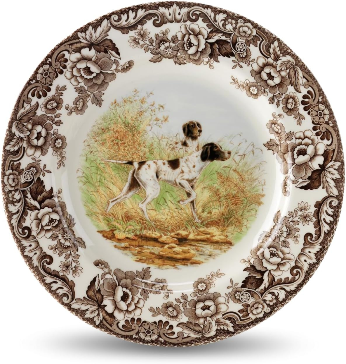 Spode Woodland 10.5" Dinner Plate, Flat Coated Pointer - Hunting Cabin Decor Dog-Themed Holiday Tableware, Fine Earthenware for Seasonal Meals - Microwave, Dishwasher, Oven Safe, Made in England | Amazon (US)