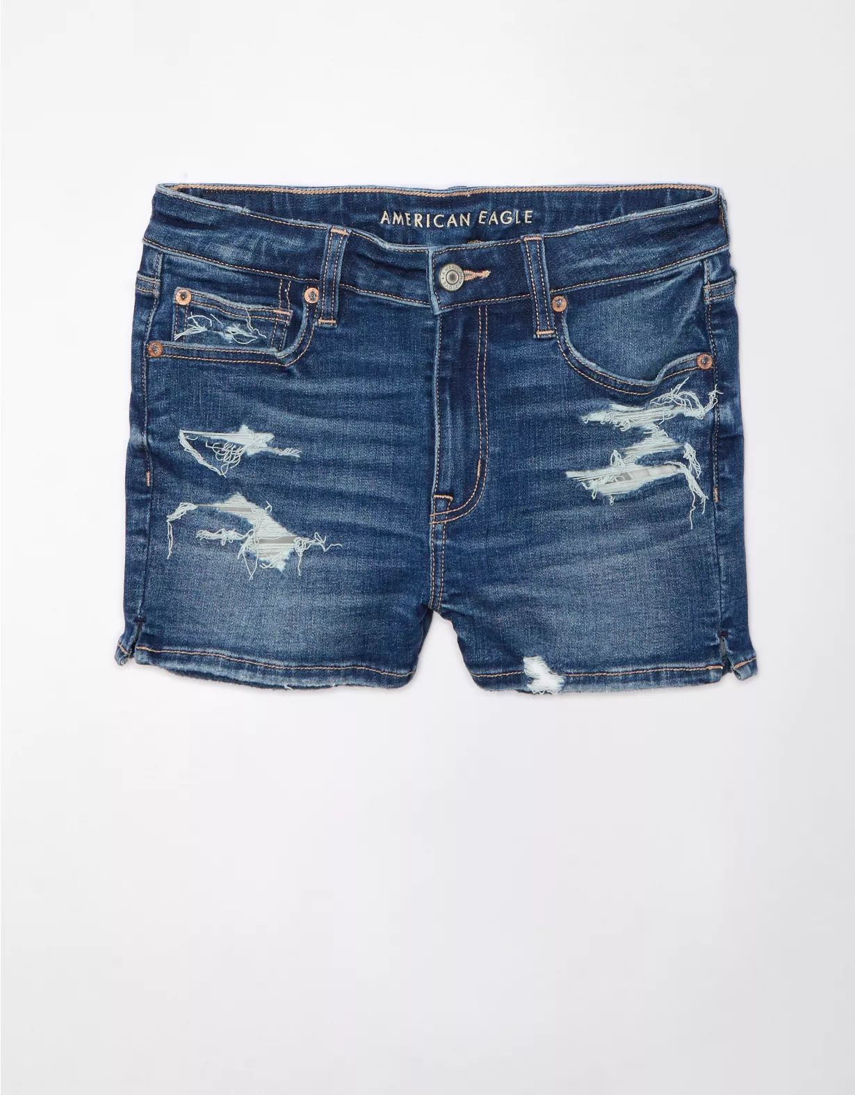 AE Next Level High-Waisted V-Rise Denim Short Short | American Eagle Outfitters (US & CA)