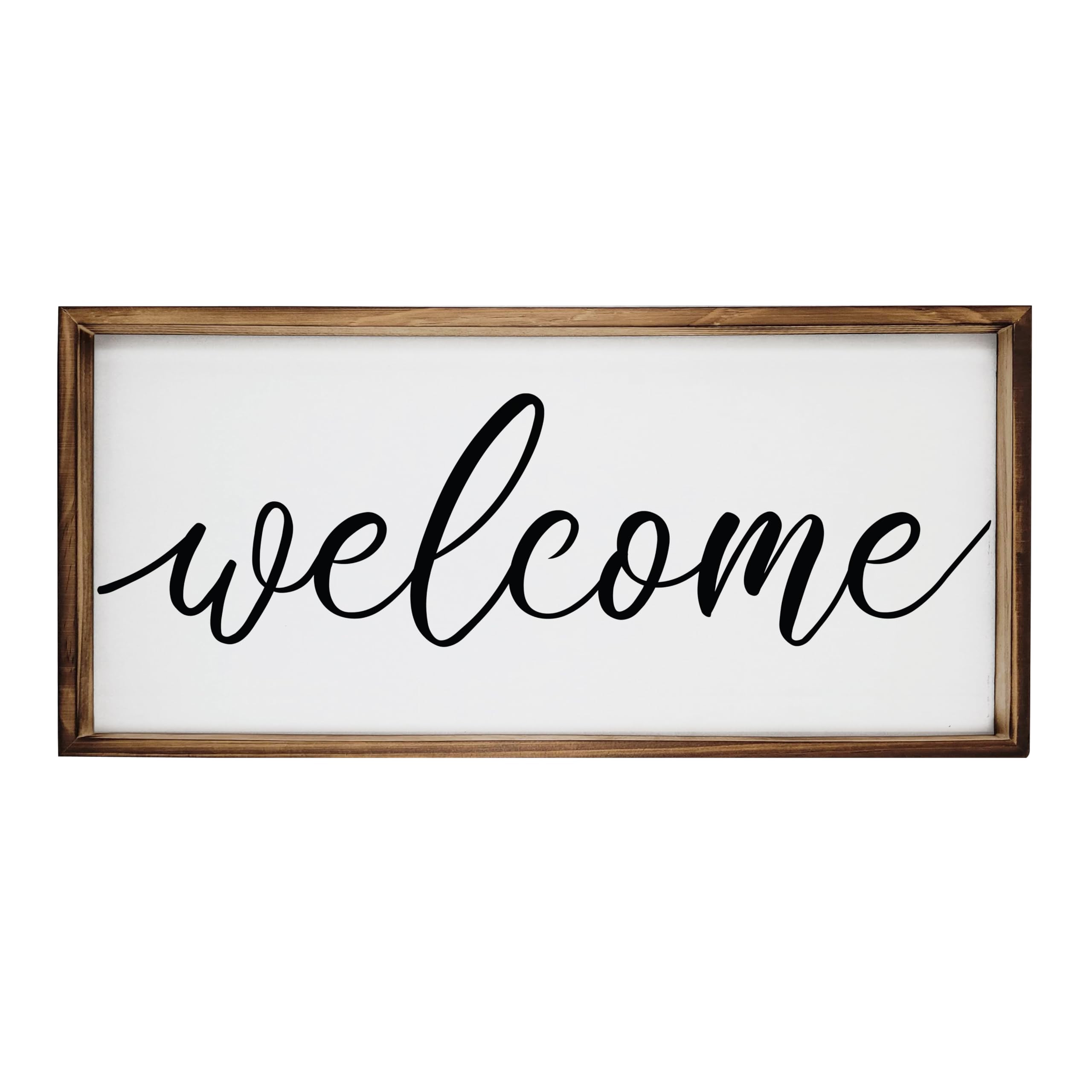Welcome Sign with Frame for Home Decor - Personalized Wooden Rustic Farmhouse Decor (8 x 17 inche... | Amazon (US)