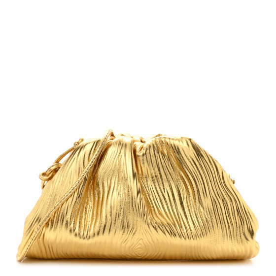 BOTTEGA VENETA Metallic Bark Calfskin The Mini Pouch Gold | FASHIONPHILE (US)