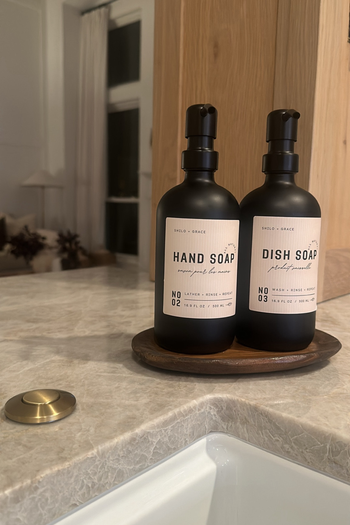 Love these little hand and dish soap dispensers I found on Amazon! Come with several label options 🙌🏻 Tray  is from @clothandwoodtheshoppe 🤎

#LTKHome #LTKFindsUnder50 #LTKStyleTip