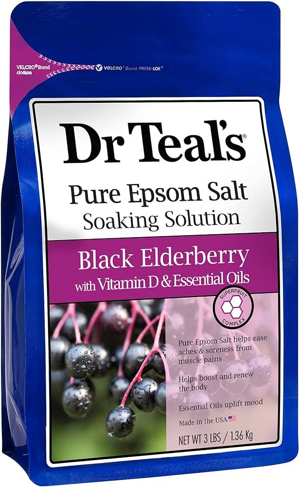 Dr Teal's Pure Epsom Salt Soak, Black Elderberry with Vitamin D, 3 lbs | Amazon (US)