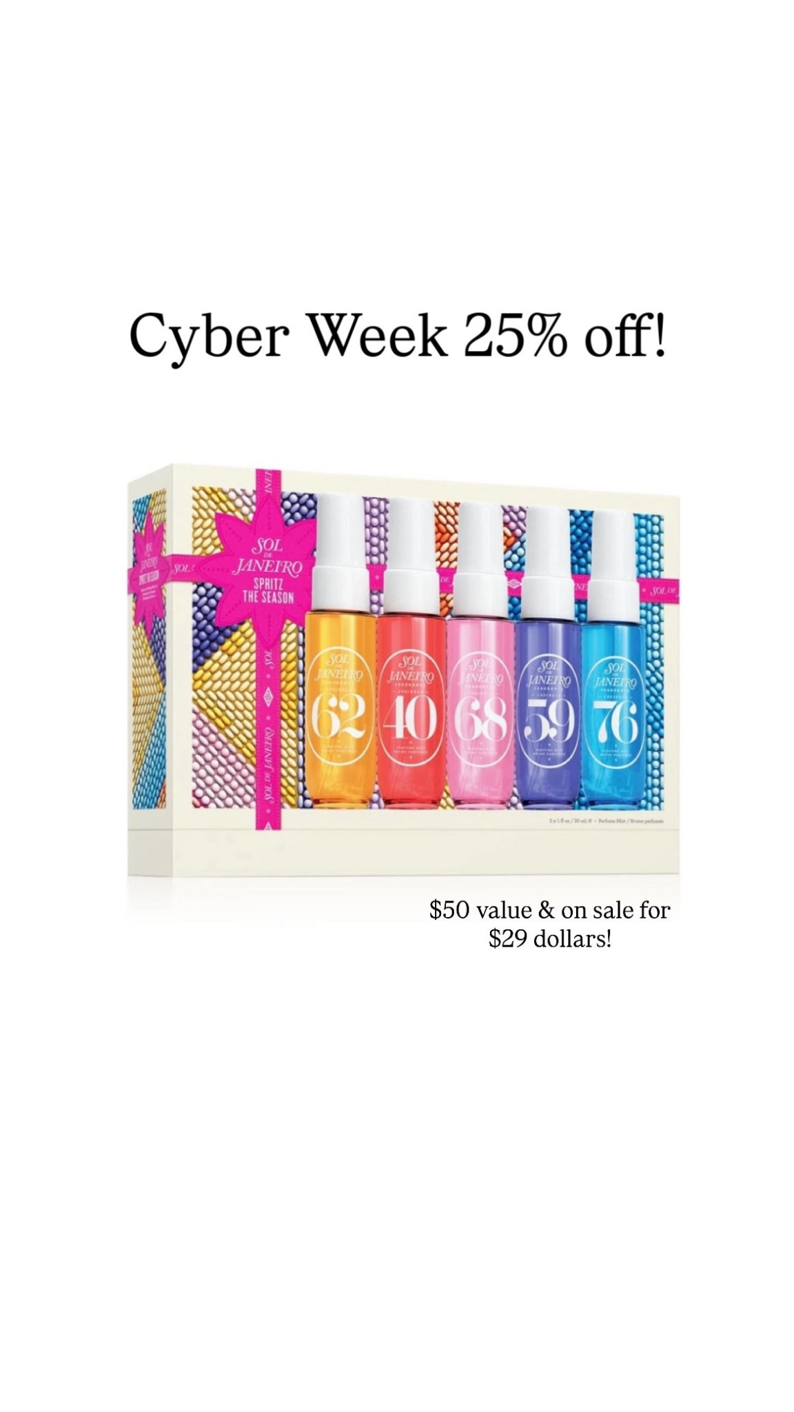 Sol De Janeiro is having 25% off cyber week
$50 value and on sale for 29 dollars! Great gift for girls/teens


#LTKGiftGuide #LTKCyberWeek #LTKHoliday