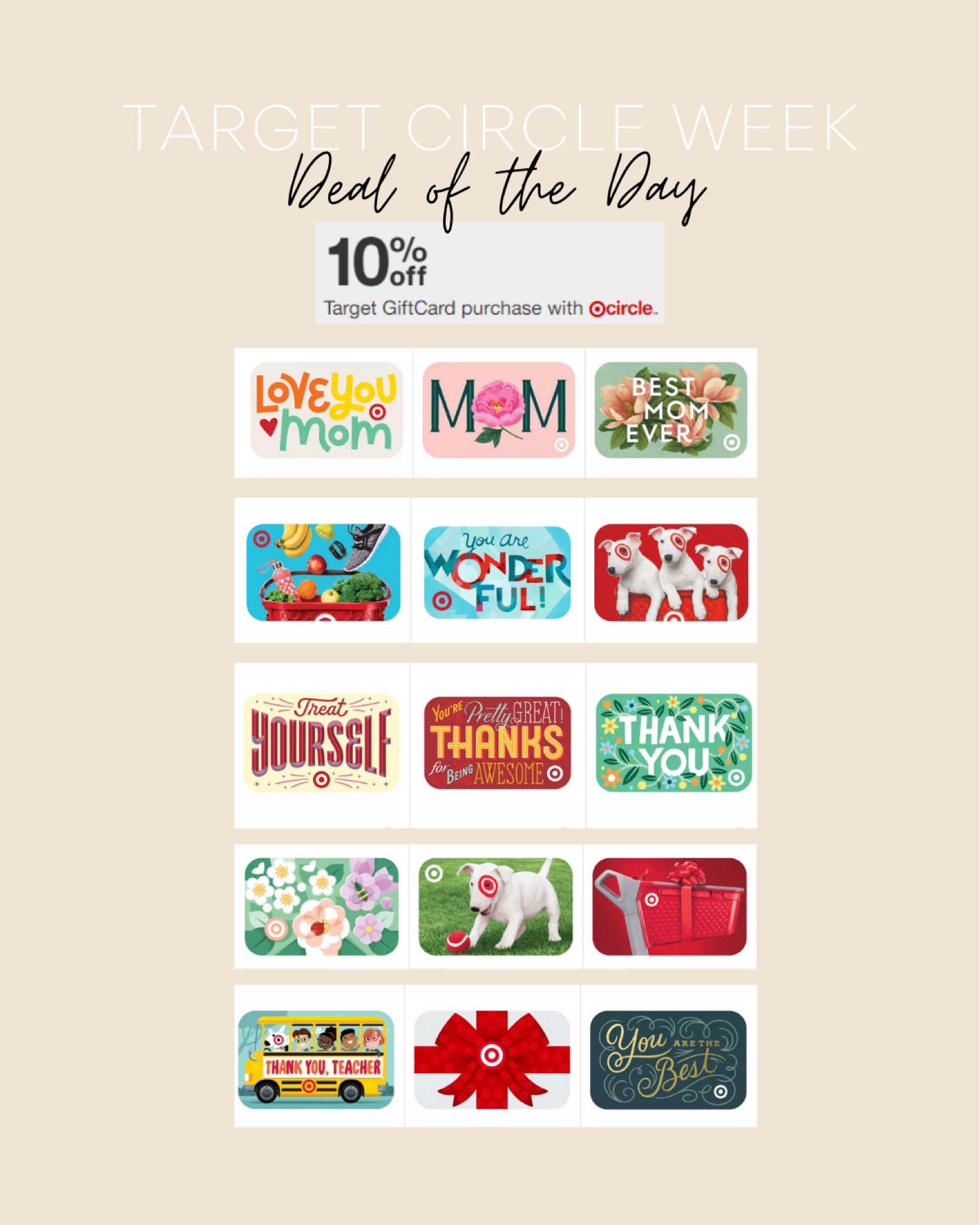 Target - Deal of the day!

10% off Target Giftcards 

#LTKsalealert #LTKxTarget