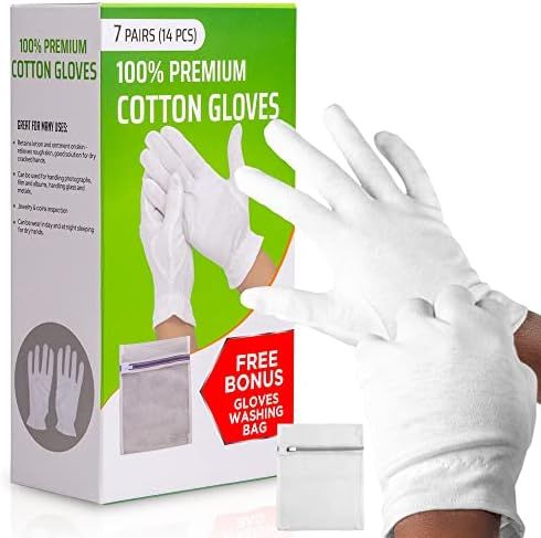 White Cotton Gloves for Moisturizing Hands Overnight Nighttime Bedtime | Women, Lotion, Sleeping,... | Amazon (US)