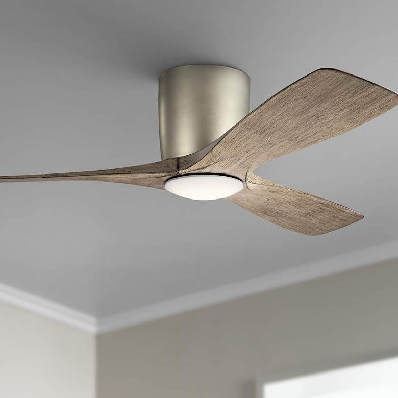 48" Kichler Volos Nickel Hugger LED Ceiling Fan with Wall Control - #74A90 | Lamps Plus | Lamps Plus