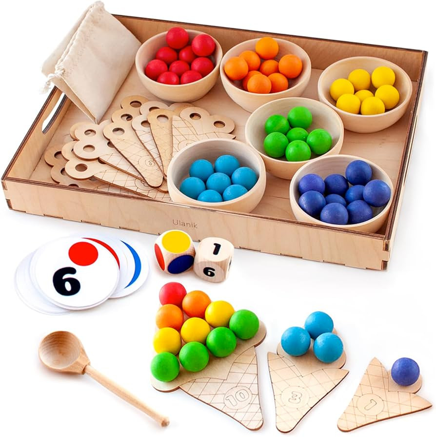 Ulanik Sweet Counting Large Toddler Montessori Toys for 3 Year Old + Kids Wooden Matching Game fo... | Amazon (US)
