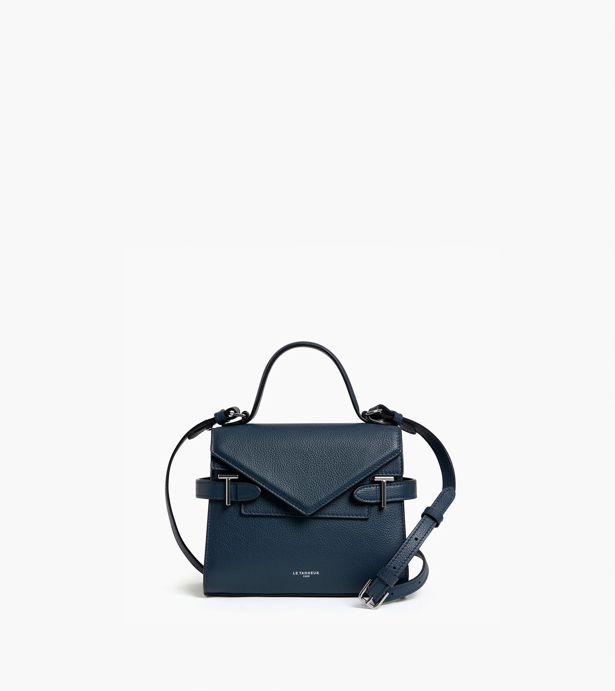 Emilie small handbag with double flap in grained leather | Le Tanneur