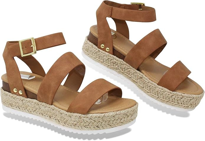 MVE Shoes ~ Bryce Womens Stylish Comfortable Platform Strappy Espadrille Flatforms | Amazon (US)
