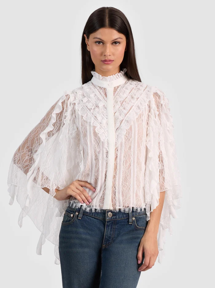 RHEBA LACE TOP | Alice + Olivia
