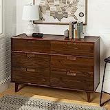 Walker Edison Furniture Company Mid Century Modern Grooved Handle Wood Dresser Bedroom Storage Drawe | Amazon (US)
