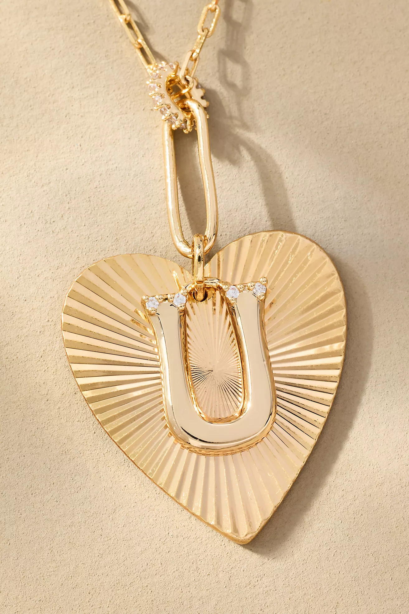 Fluted Heart Pendant Monogram Necklace | Anthropologie (US)