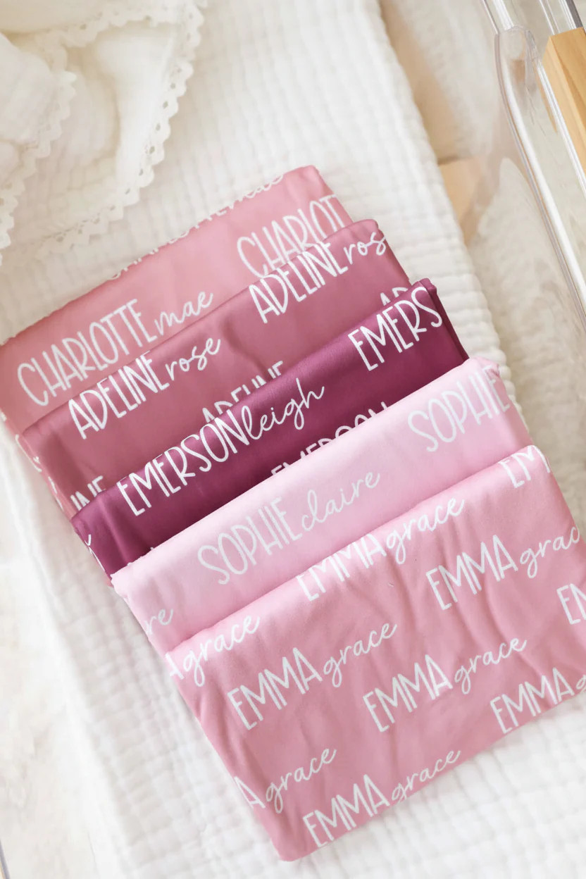 Personalized Baby Name Swaddle Blanket Font Duo | Best Selling Pinks | Caden Lane