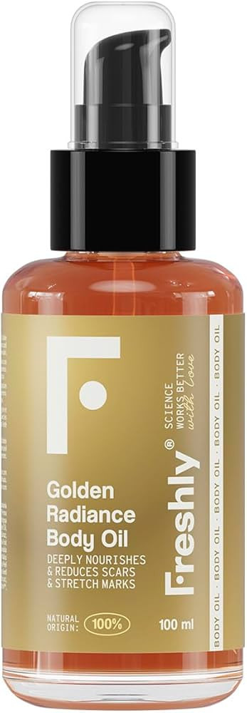 Freshly Cosmetics Golden Radiance - Olio corpo naturale rassodante e anti-smagliature, 200 ml | Amazon (IT)