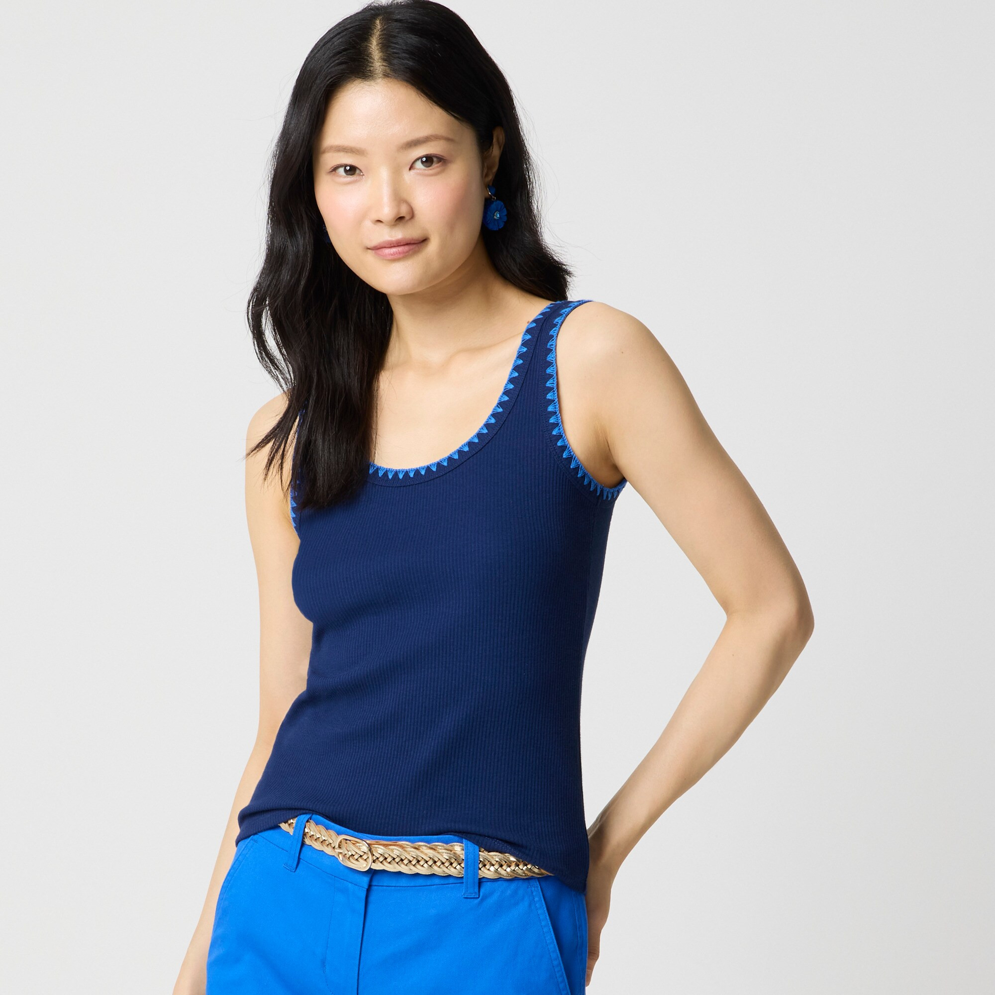 Blanket-stitch tank top | J.Crew Factory