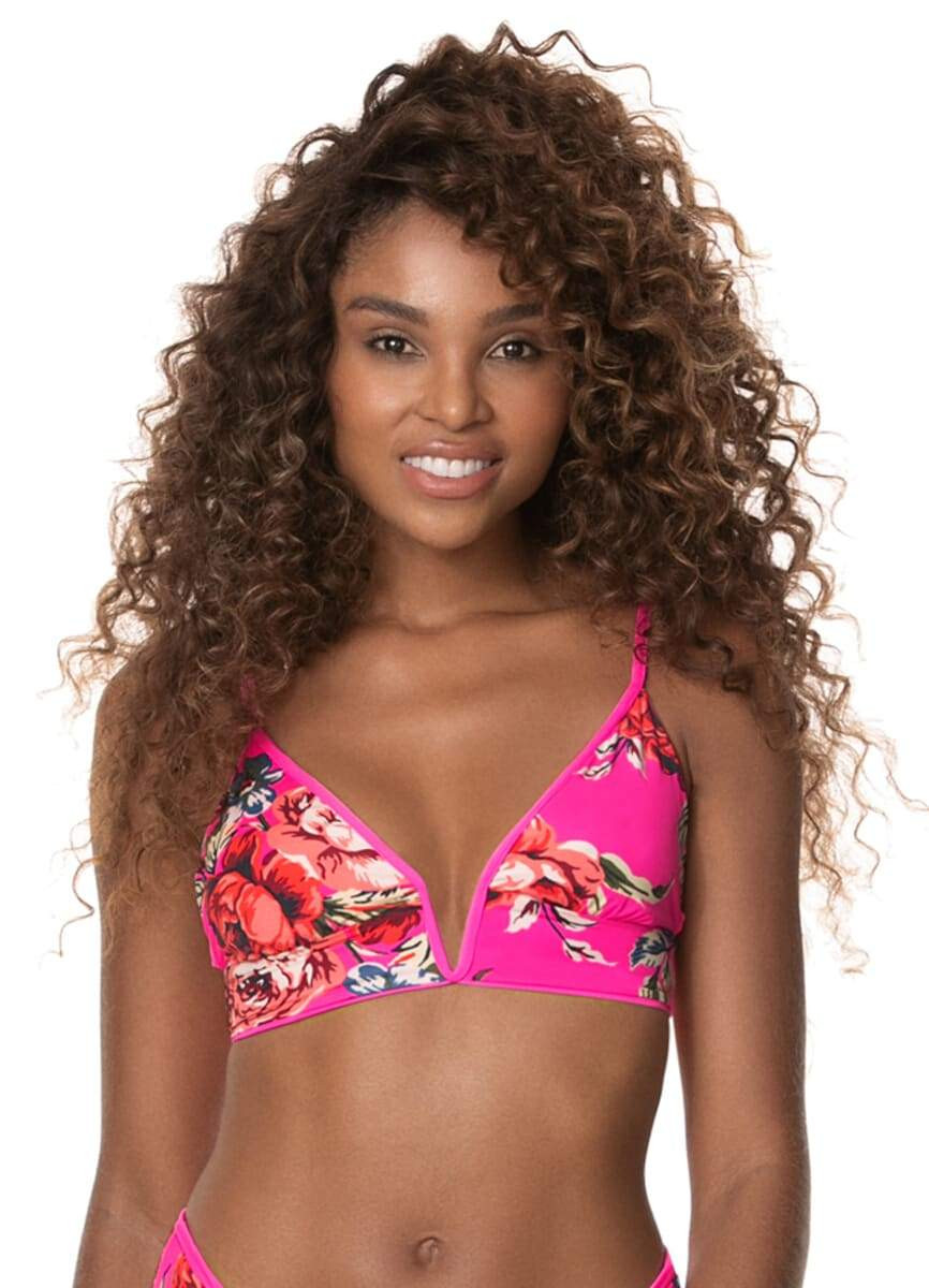 Maaji Fuchsia Agate Parade Long Line Triangle Bikini Top | Maaji