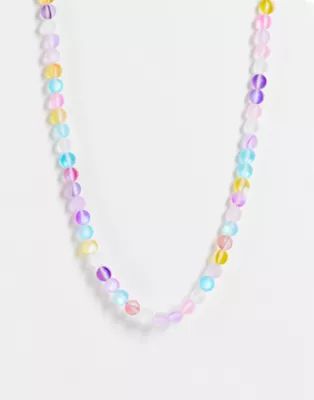 ASOS DESIGN bead necklace with reflective design | ASOS (Global)