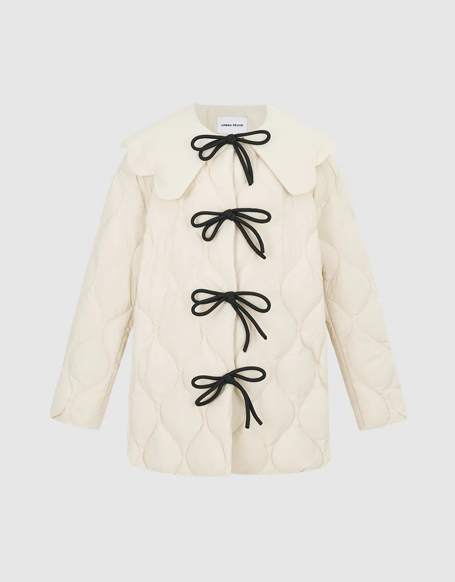 Bow Detail Down Jacket | Urban Revivo