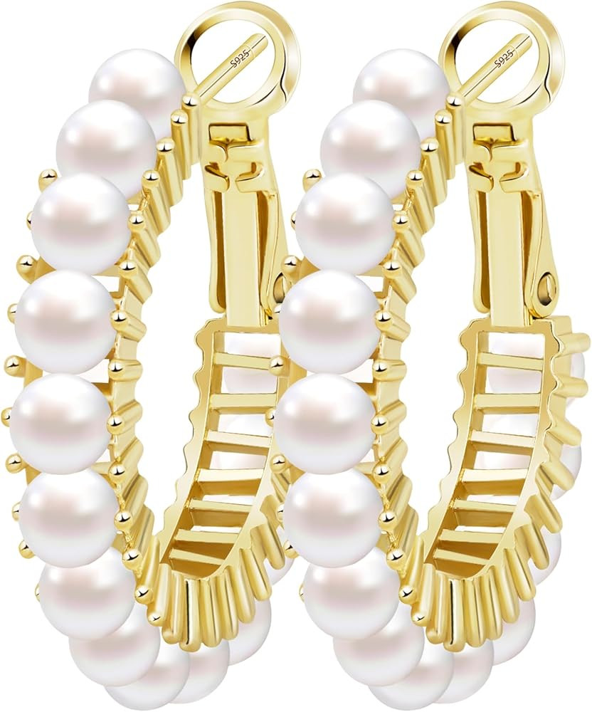 GLOQUAT Trendy 14K Gold Plated Hoop Earrings for Women, Chunky Gold/Silver Earrings for Women Cub... | Amazon (US)