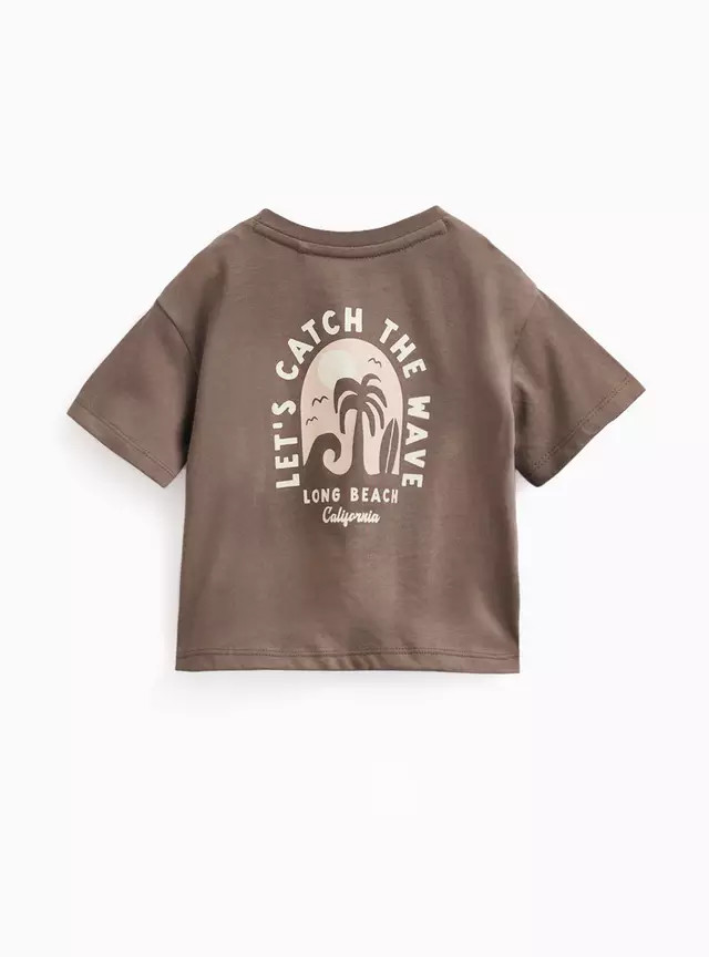 Brown Wave Graphic Tee & Trousers Set 6-9 months | Tu Clothing