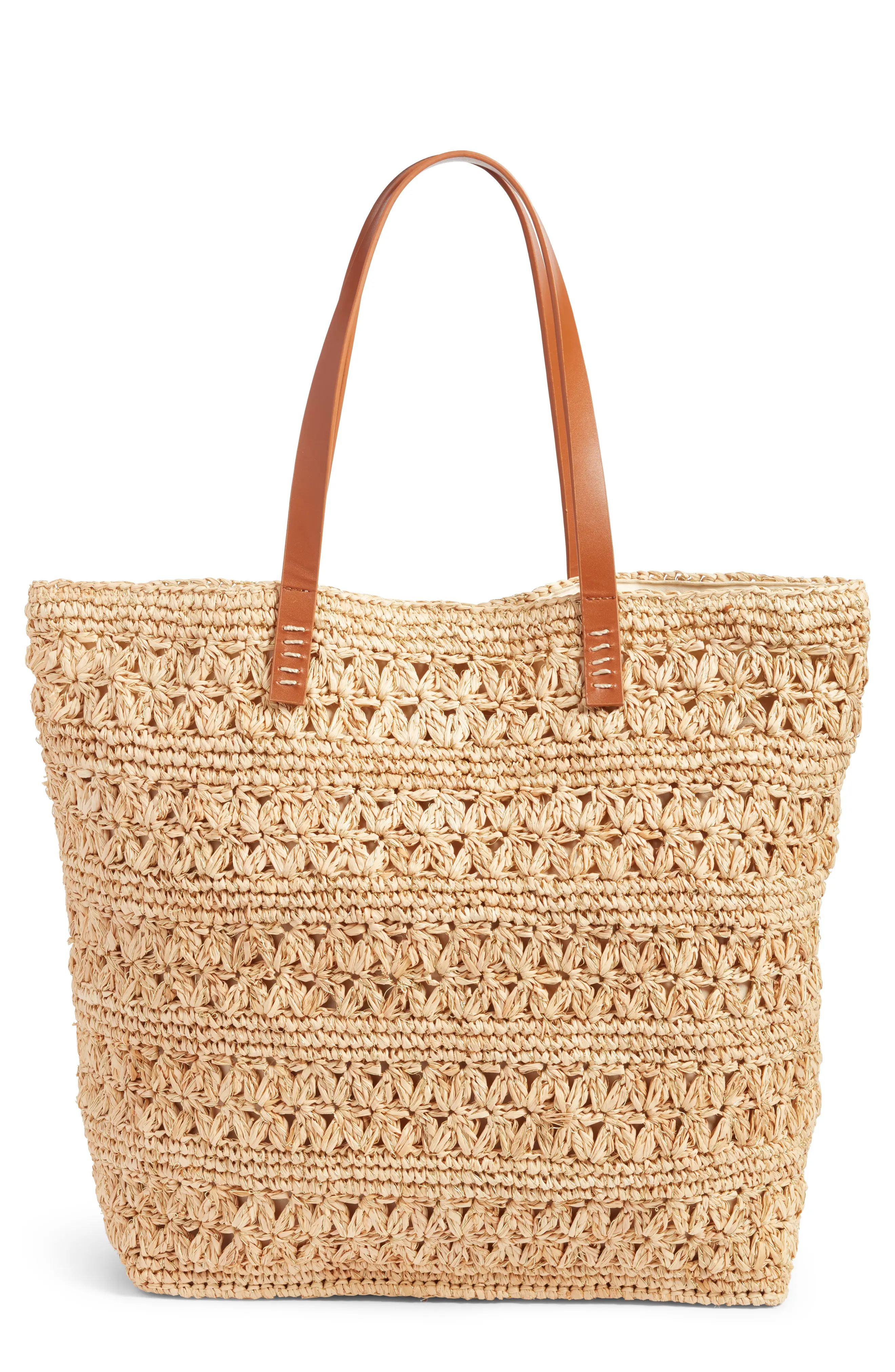 Packable Raffia Crochet Tote | Nordstrom